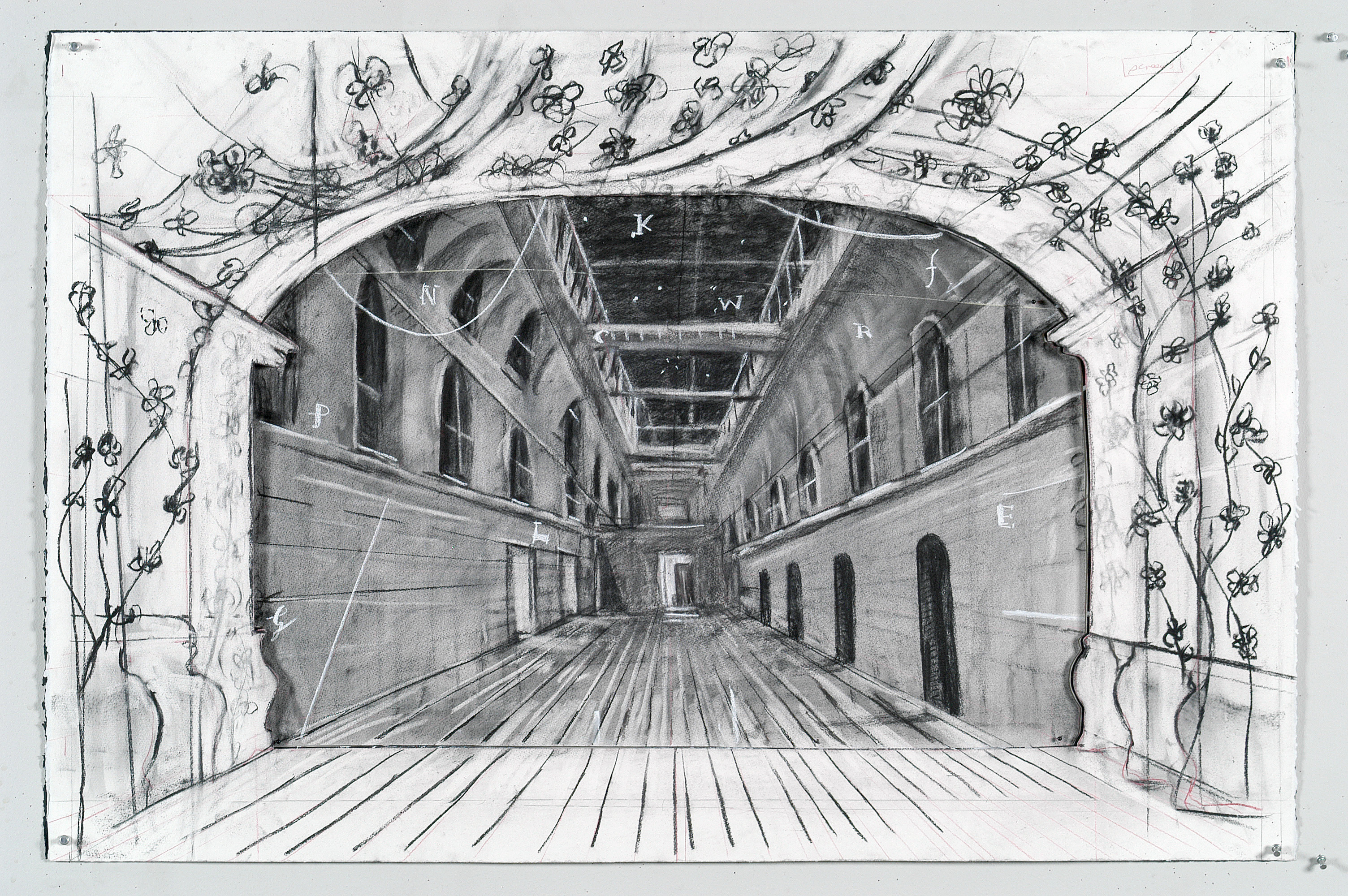 Drawing for The Magic Flute (Corridor - Curtain Background)